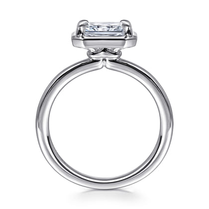 Linen - 14K White Gold East West and Bezel Prong Radiant Cut Diamond Engagement Ring