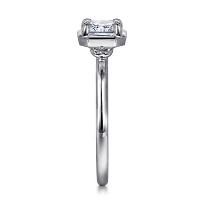 Linen - 14K White Gold East West and Bezel Prong Radiant Cut Diamond Engagement Ring