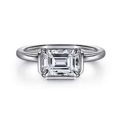 Linen - 14K White Gold Emerald Cut Diamond Engagement Ring