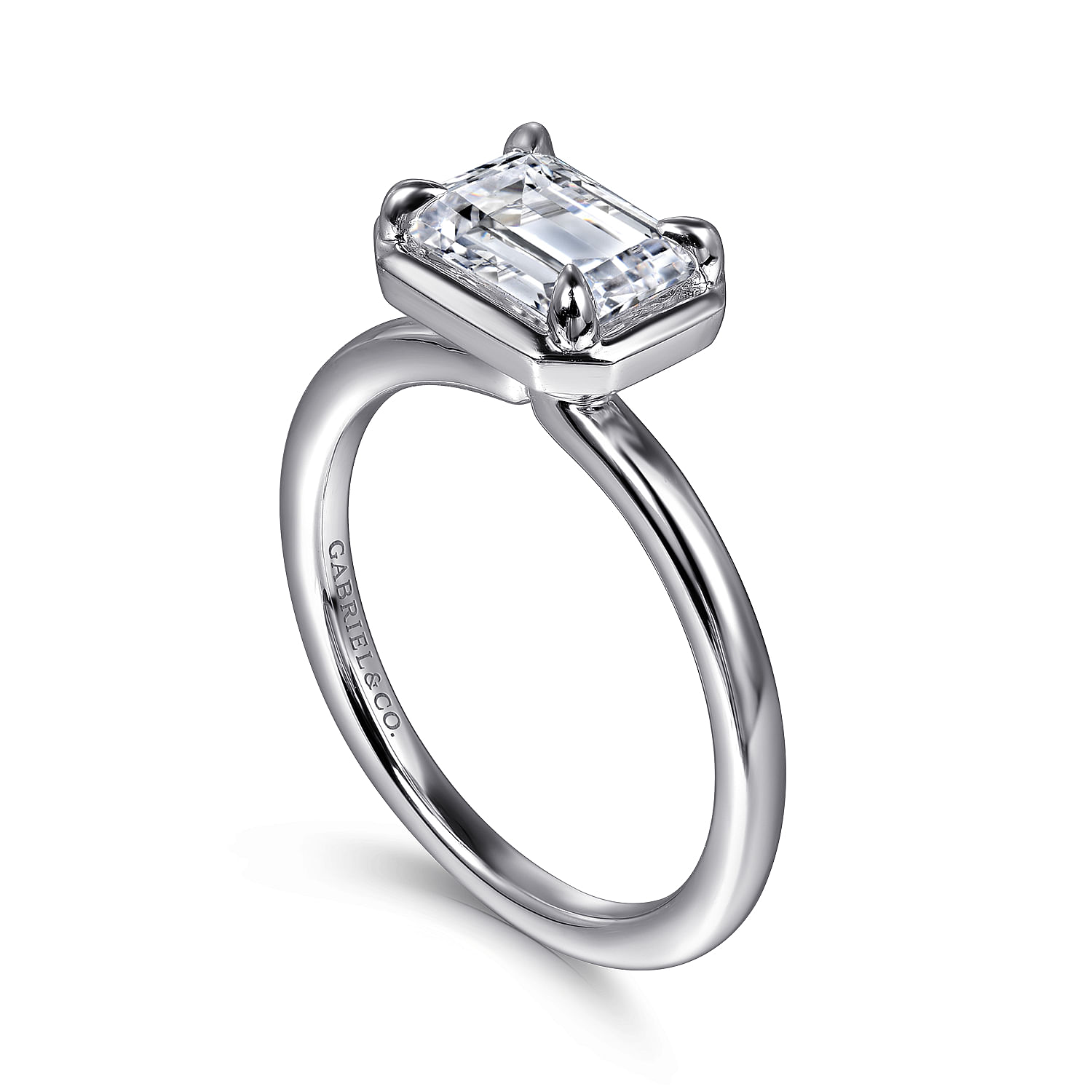 Linen - 14K White Gold Emerald Cut Diamond Engagement Ring