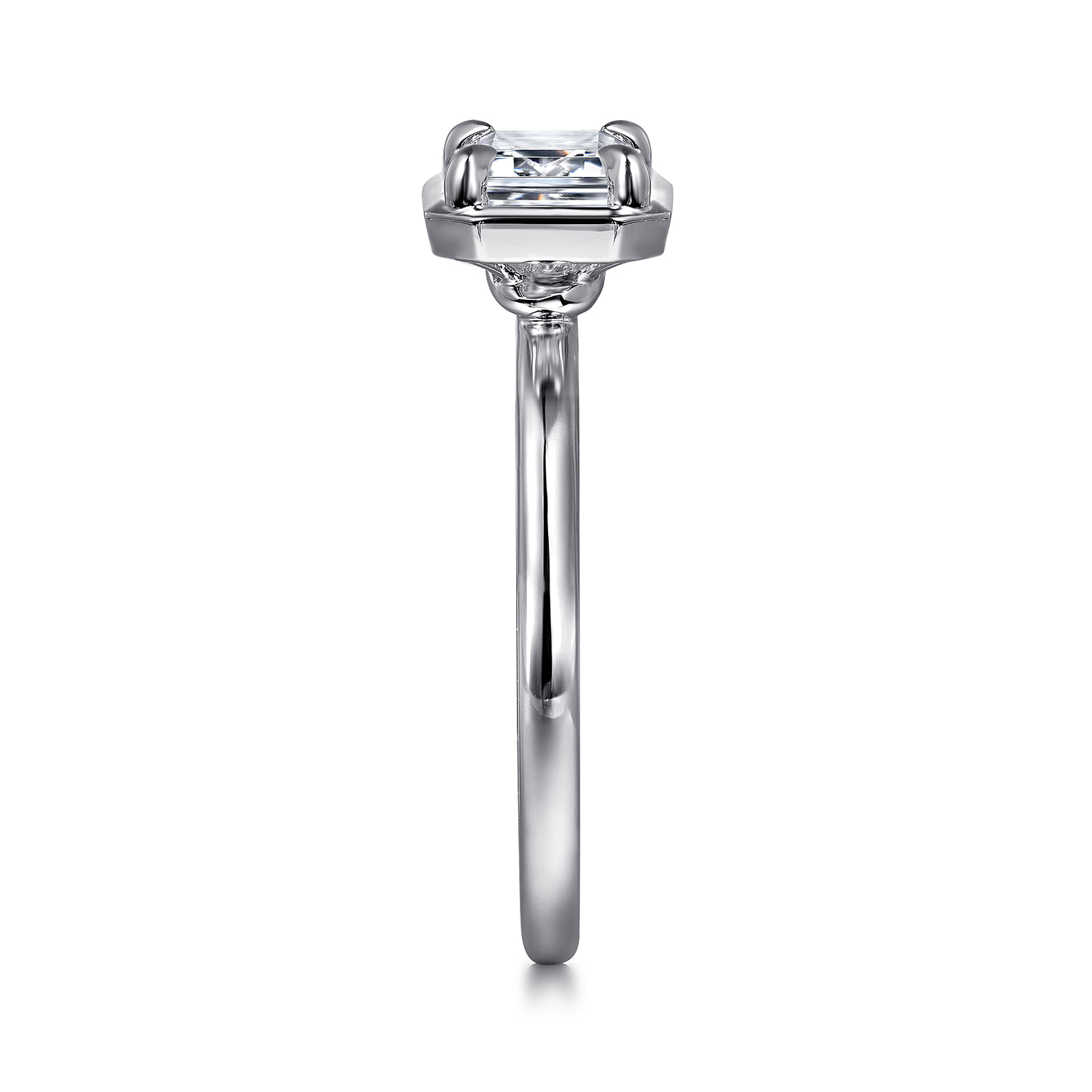 Linen - 14K White Gold Emerald Cut Diamond Engagement Ring
