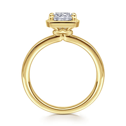 Linen - 14K Yellow Gold Bezel Prong Cushion Cut Diamond Engagement Ring
