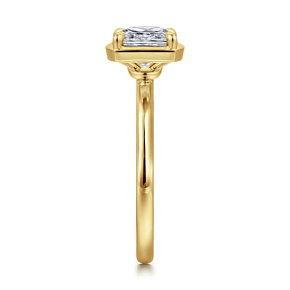 Linen - 14K Yellow Gold Bezel Prong Cushion Cut Diamond Engagement Ring