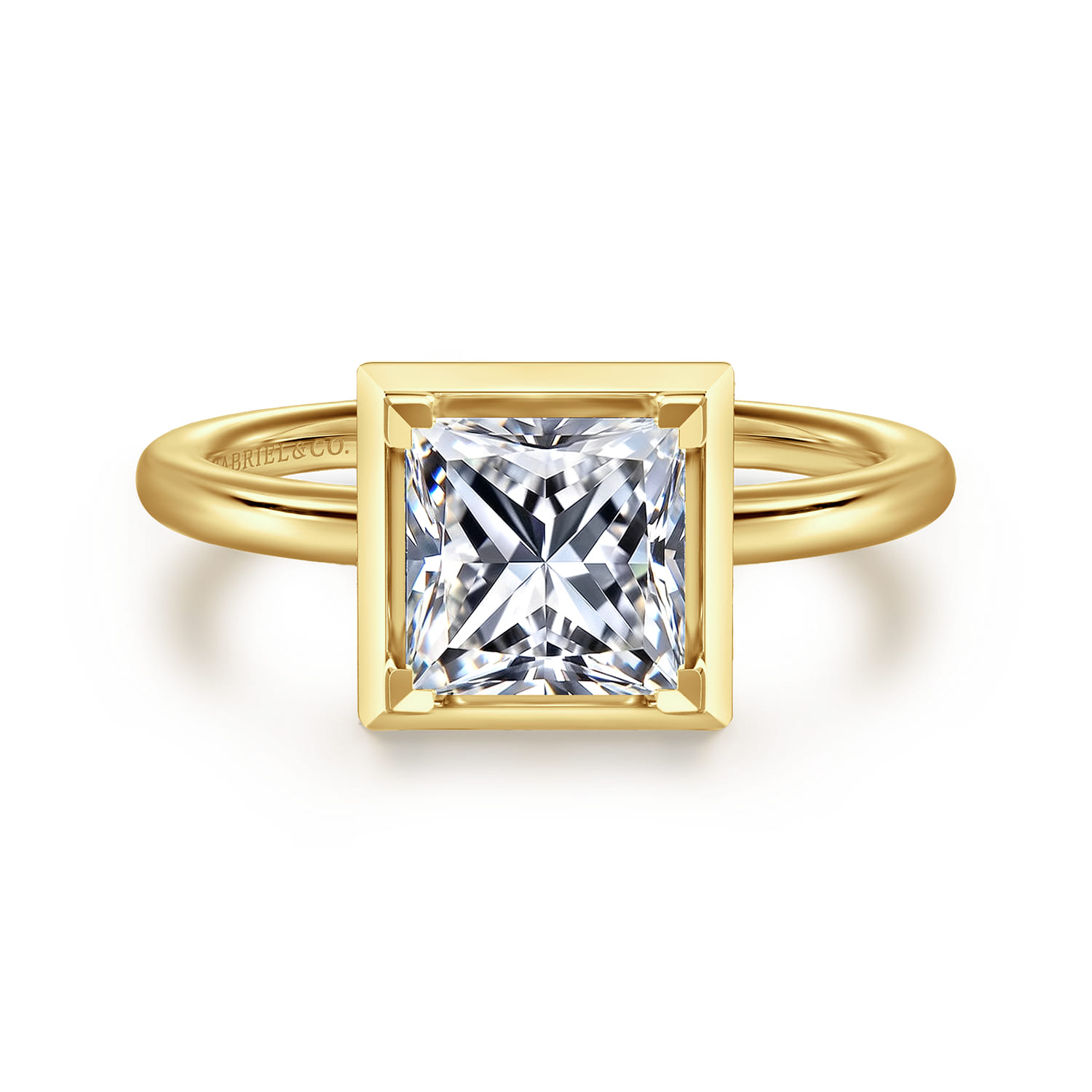 Linen - 14K Yellow Gold Bezel Prong Princess Cut Diamond Engagement Ring