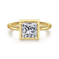 Linen - 14K Yellow Gold Bezel Prong Princess Cut Diamond Engagement Ring