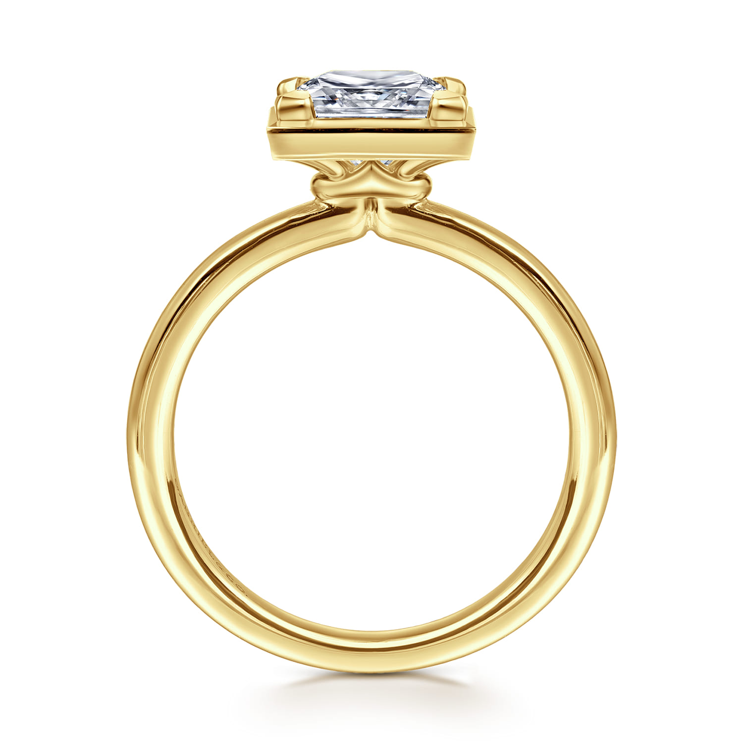 Linen - 14K Yellow Gold Bezel Prong Princess Cut Diamond Engagement Ring