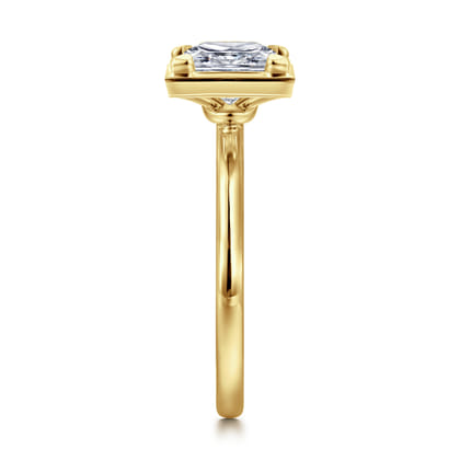Linen - 14K Yellow Gold Bezel Prong Princess Cut Diamond Engagement Ring