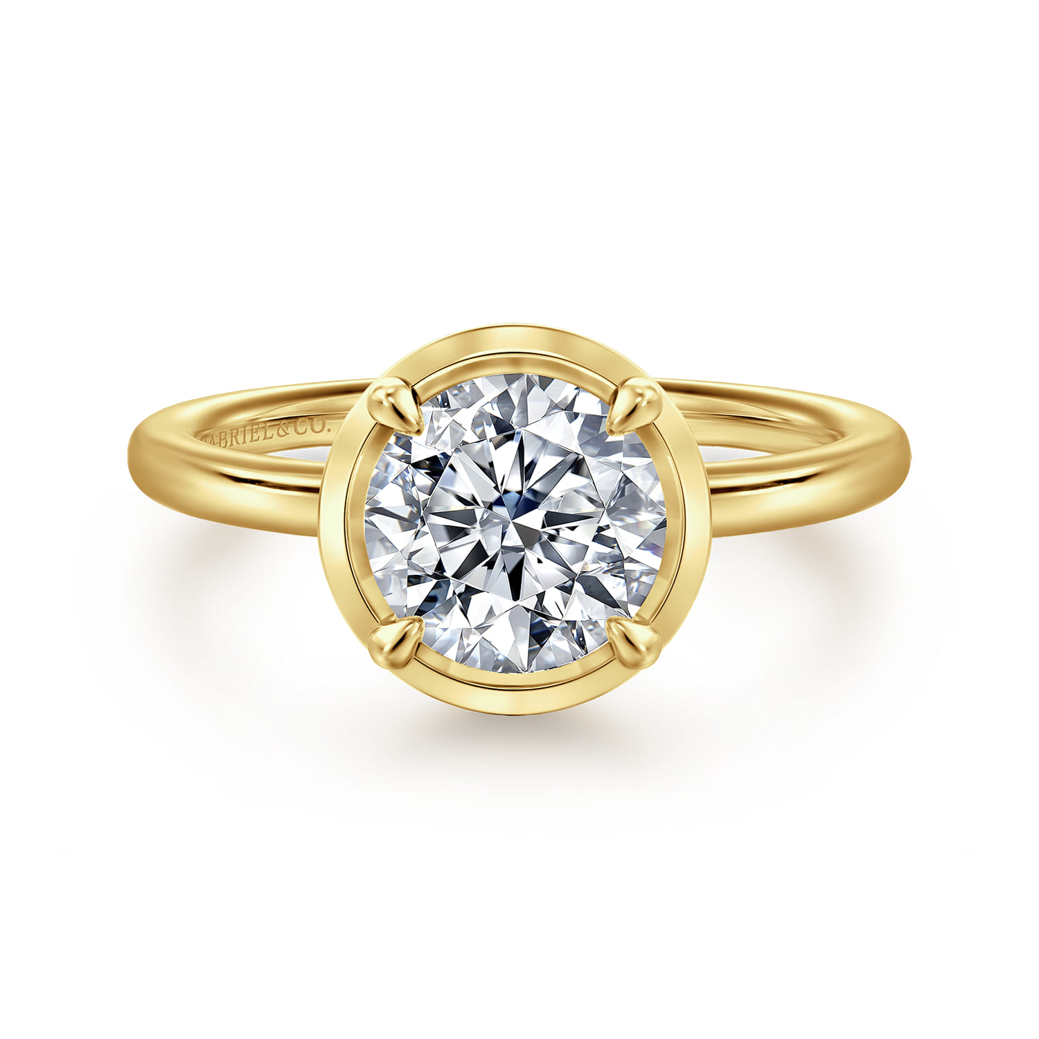 Linen - 14K Yellow Gold Bezel Prong Round Diamond Engagement Ring