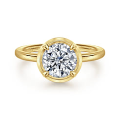 Linen - 14K Yellow Gold Bezel Prong Round Diamond Engagement Ring