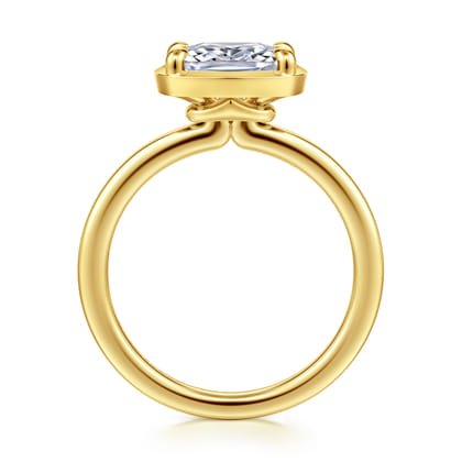 Linen - 14K Yellow Gold East West and Bezel Prong Elongated Cushion Diamond Engagement Ring