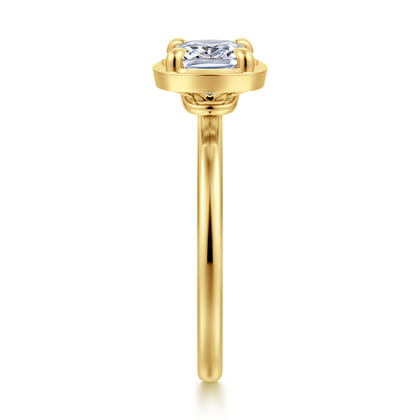 Linen - 14K Yellow Gold East West and Bezel Prong Elongated Cushion Diamond Engagement Ring