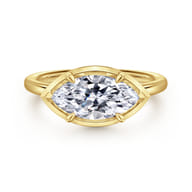 Linen - 14K Yellow Gold East West and Bezel Prong Marquise Shape Diamond Engagement Ring