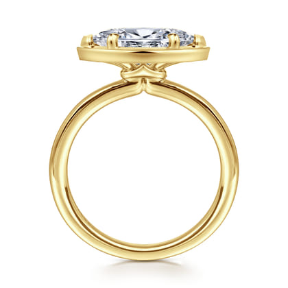 Linen - 14K Yellow Gold East West and Bezel Prong Marquise Shape Diamond Engagement Ring