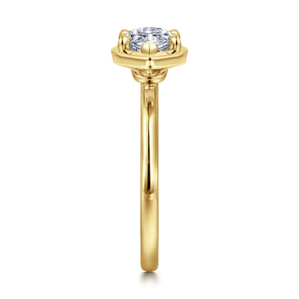 Linen - 14K Yellow Gold East West and Bezel Prong Marquise Shape Diamond Engagement Ring