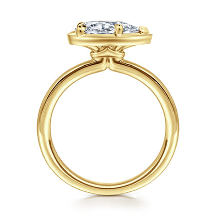 Linen - 14K Yellow Gold East West and Bezel Prong Pear Shape Diamond Engagement Ring