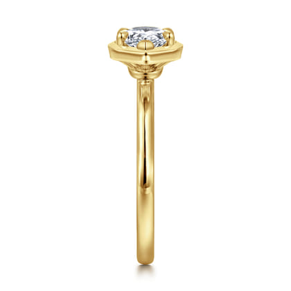 Linen - 14K Yellow Gold East West and Bezel Prong Pear Shape Diamond Engagement Ring