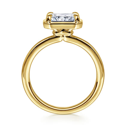 Linen - 14K Yellow Gold East West and Bezel Prong Radiant Cut Diamond Engagement Ring