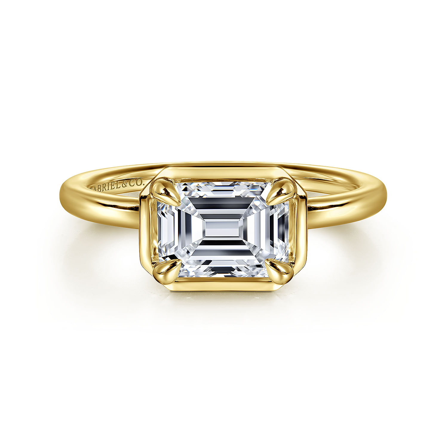 Linen - 14K Yellow Gold Emerald Cut Diamond Engagement Ring