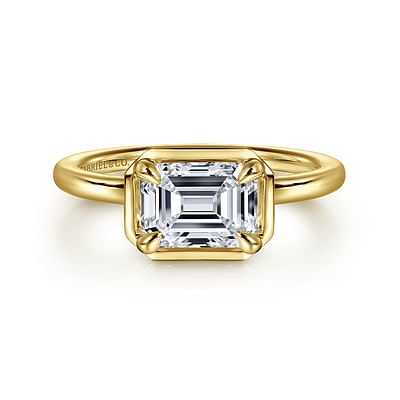 Linen - 14K Yellow Gold Emerald Cut Diamond Engagement Ring