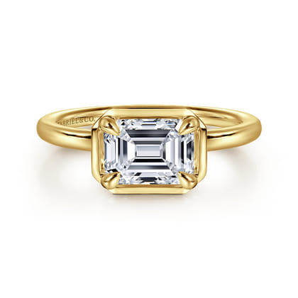 Linen - 14K Yellow Gold Emerald Cut Diamond Engagement Ring