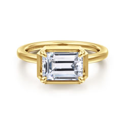 14K Yellow Gold Emerald Cut Diamond Engagement Ring