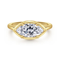Linen - 14K Yellow Gold Marquise Shape Diamond Engagement Ring