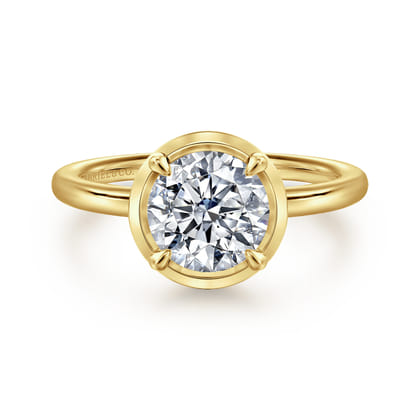 Linen - 14K Yellow Gold Round Diamond Engagement Ring