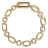Link Chain Bracelet 14K White and Yellow Gold Diamond 0.4ct - 0.4 ct