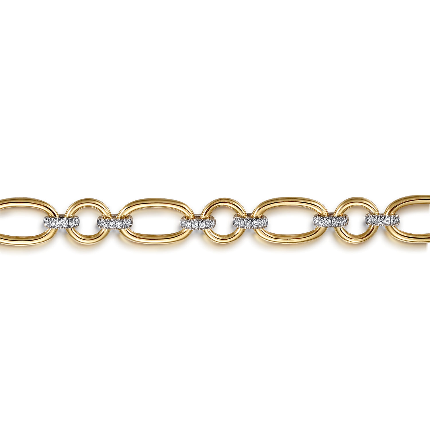Link Chain Bracelet 14K White and Yellow Gold Diamond 0.4ct - 0.4 ct - Shot 2