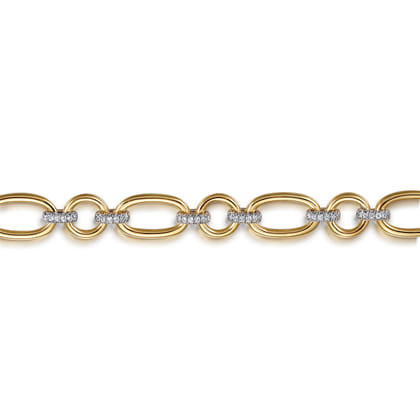 Link Chain Bracelet 14K White and Yellow Gold Diamond 0.4ct