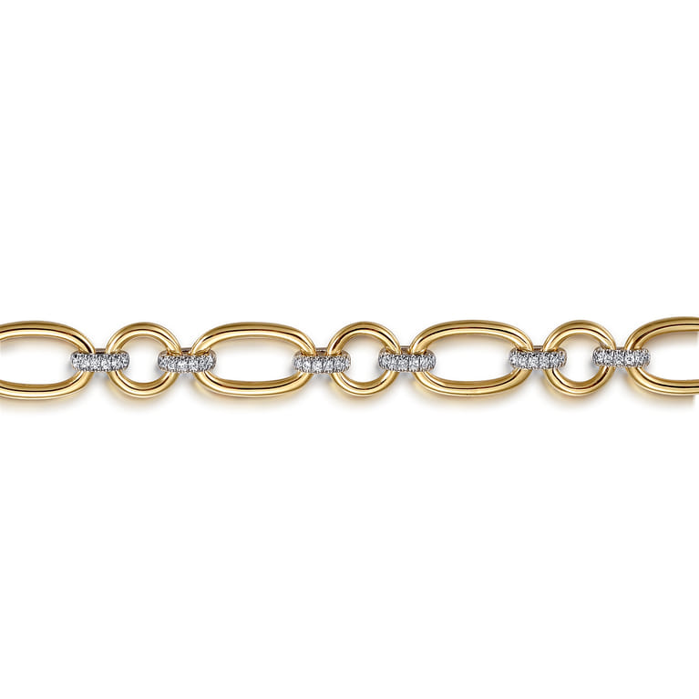 Link Chain Bracelet 14K White and Yellow Gold Diamond 0.4ct - 0.4 ct - Shot 2