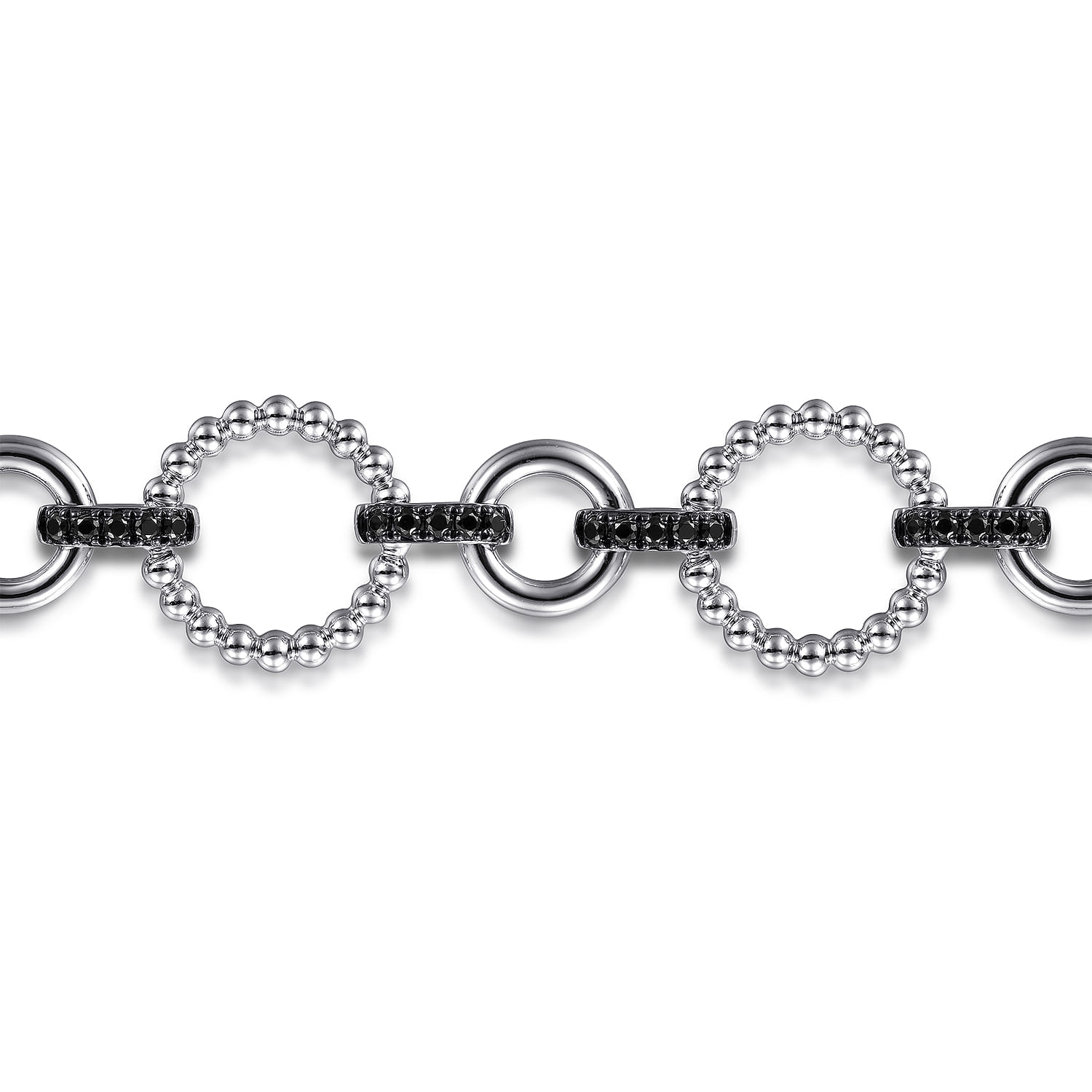 Link Chain Bracelet 925 Sterling Silver Black Spinel Bujukan - Shot 2