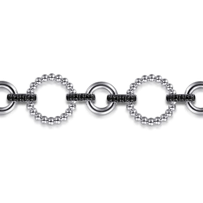 Link Chain Bracelet 925 Sterling Silver Black Spinel Bujukan