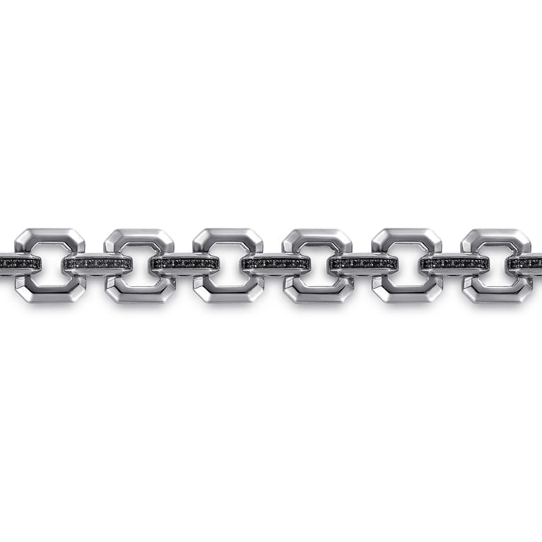 Link Chain Bracelet 925 Sterling Silver Black Spinel - Shot 2