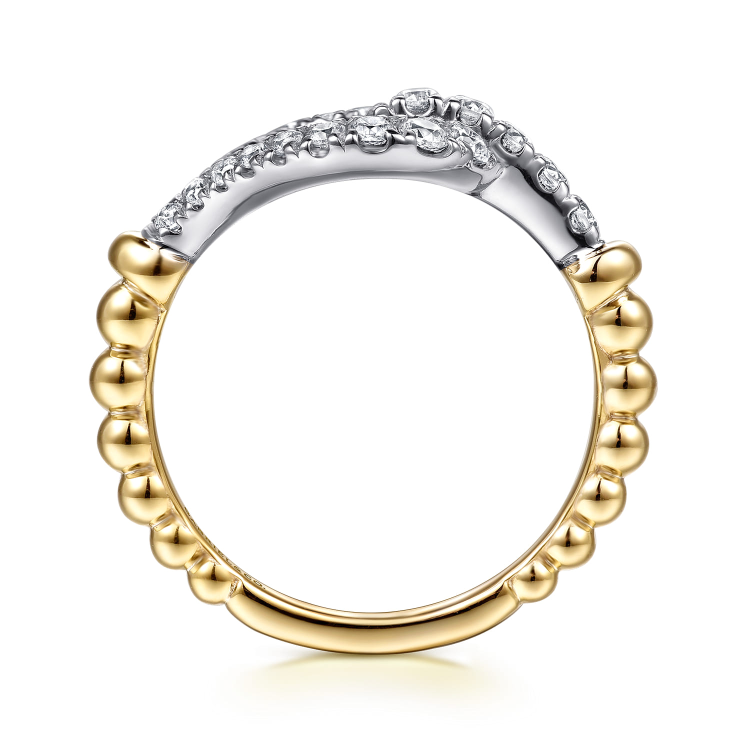 Link Chain Ring 14K White and Yellow Gold Diamond 0.5ct Bujukan - 0.5 ct - Shot 2