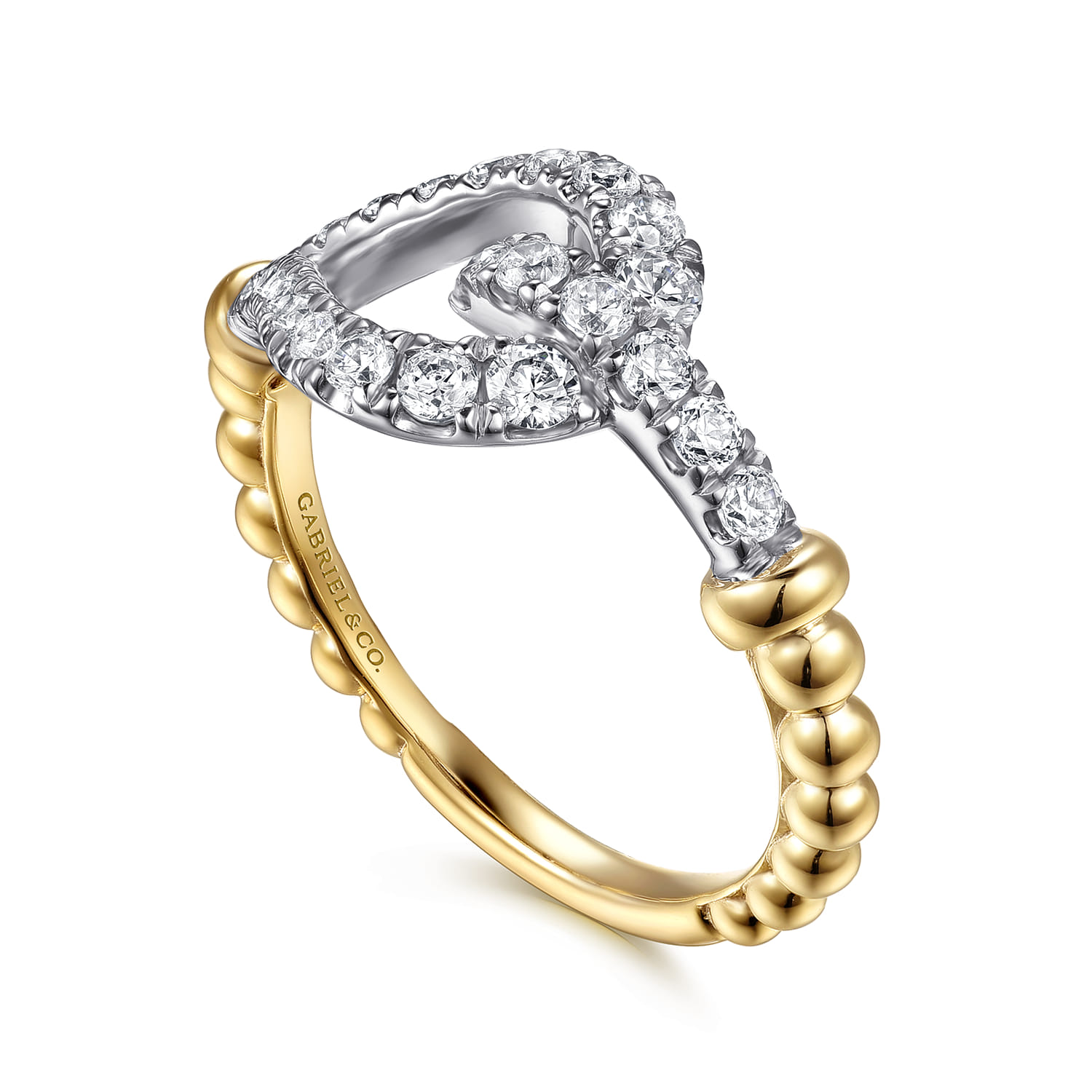 Link Chain Ring 14K White and Yellow Gold Diamond 0.5ct Bujukan - 0.5 ct - Shot 3
