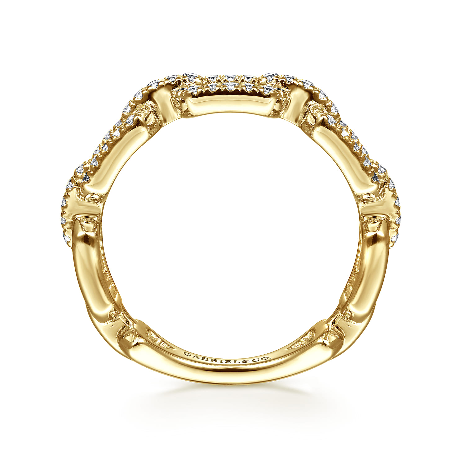 Link Chain Ring 14K Yellow Gold Diamond 0.35ct