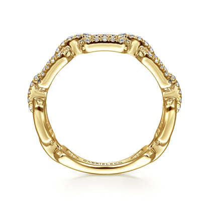 Link Chain Ring 14K Yellow Gold Diamond 0.35ct