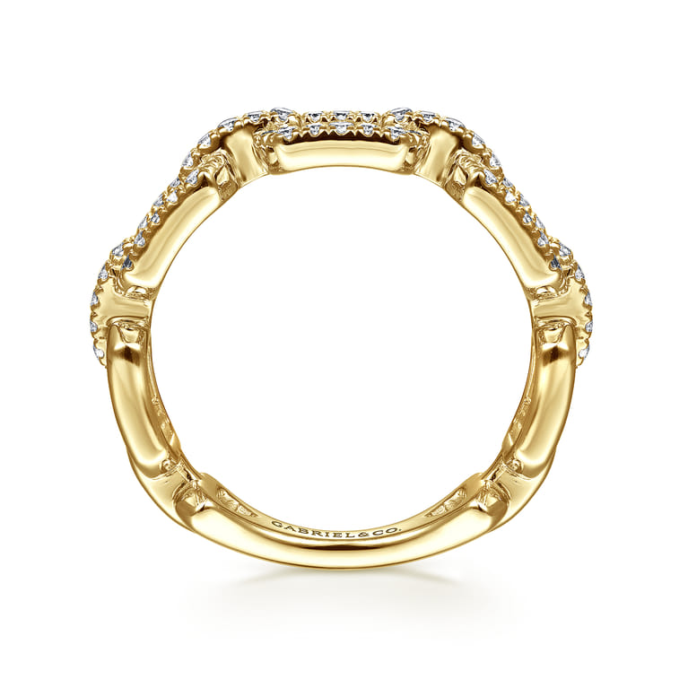 Link Chain Ring 14K Yellow Gold Diamond 0.35ct - 0.35 ct - Shot 2