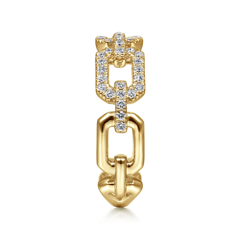 Link Chain Ring 14K Yellow Gold Diamond 0.35ct - 0.35 ct - Shot 4