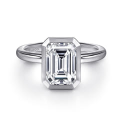 Linny - 14K White Gold Emerald Cut Diamond Engagement Ring