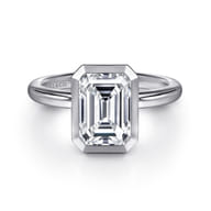 Linny - 14K White Gold Emerald Cut Diamond Engagement Ring