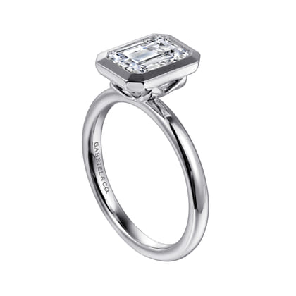 Linny - 14K White Gold Emerald Cut Diamond Engagement Ring