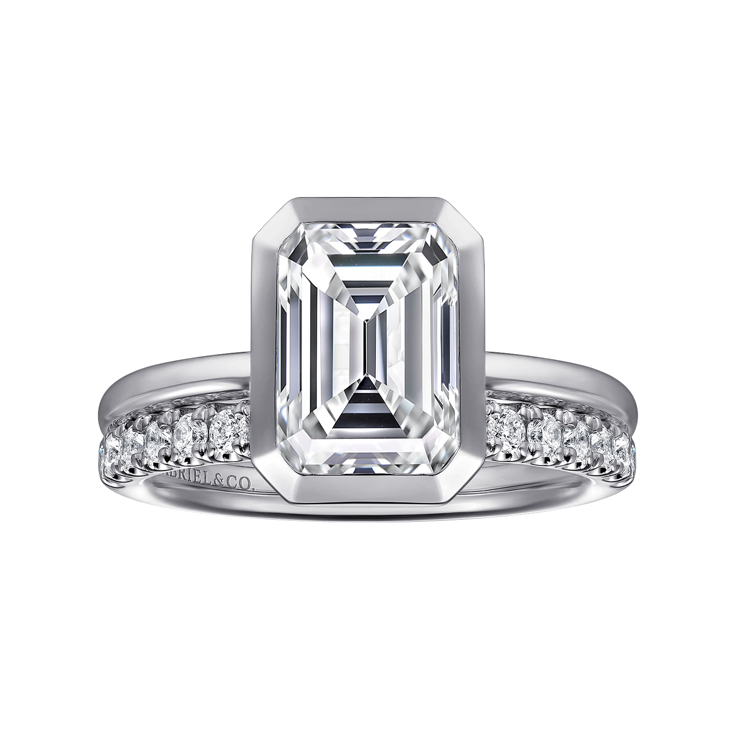 Linny - 14K White Gold Emerald Cut Diamond Engagement Ring