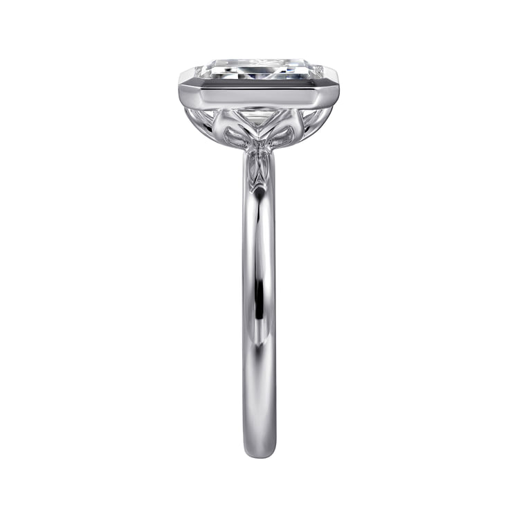 Linny - 14K White Gold Emerald Cut Diamond Engagement Ring