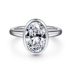 14K White Gold Oval Diamond Engagement Ring