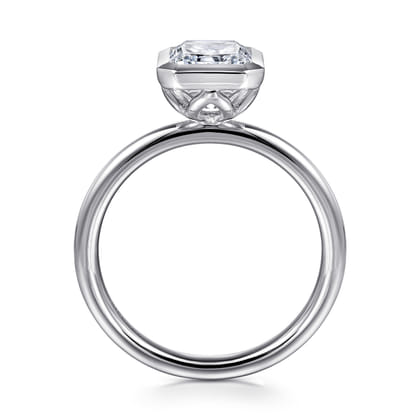 Linny - 14K White Gold Radiant Cut Bezel Set Diamond Engagement Ring