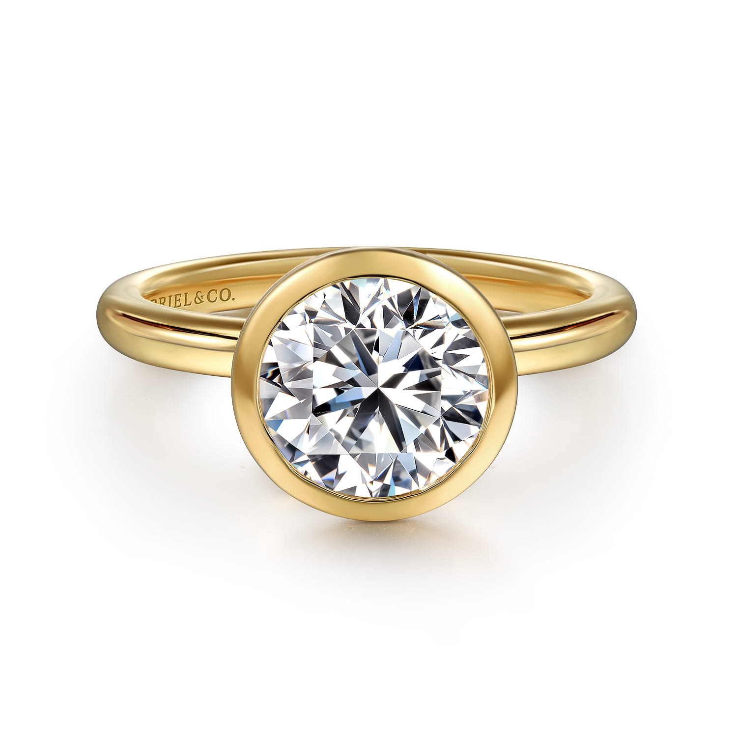 Linny - 14K Yellow Gold Bezel Set Round Diamond Engagement Ring