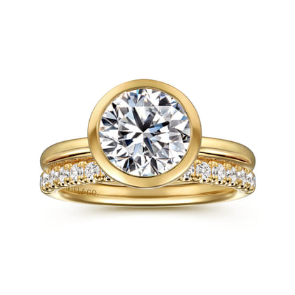 Linny - 14K Yellow Gold Bezel Set Round Diamond Engagement Ring