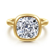 Linny - 14K Yellow Gold Cushion Cut Bezel Set Diamond Engagement Ring